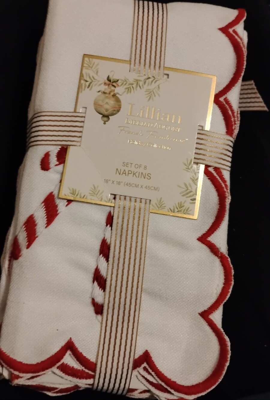 Lillian August French Farmhouse Holiday White Napkins - Set of 8